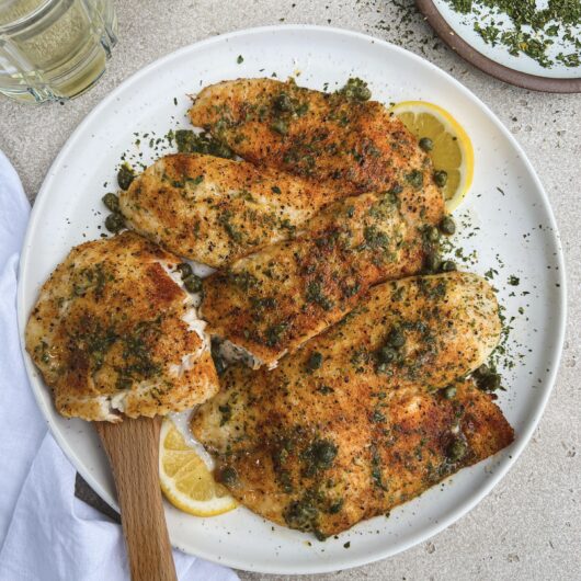 Air Fryer Fish with Lemon Caper Sauce